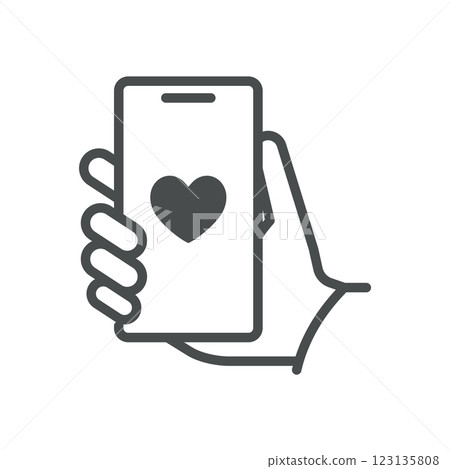 Online Card Game Icon. Thin Line Illustration of Mobile Casino App with Playing Card and Heart Symbol. Isolated Vector Sign. Online Card Game Icon. Thin Line Illustration of Mobile Casino App with Playing Card and Heart Symbol. Isolated Vector Sign. 123135808