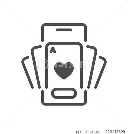 Mobile Casino Icon. Thin Line Illustration of Online Gambling App with Playing Cards and Smartphone. Isolated Vector Symbol. Mobile Casino Icon. Thin Line Illustration of Online Gambling App with Playing Cards and Smartphone. Isolated Vector Symbol. 123135809