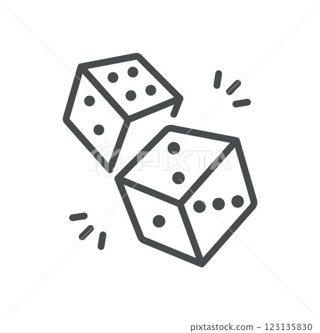 Rolling Dice Icon. Thin Line Illustration of Tumbling Dice Symbolizing Gambling, Luck, and Chance. Isolated Vector Sign. Rolling Dice Icon. Thin Line Illustration of Tumbling Dice Symbolizing Gambling, Luck, and Chance. Isolated Vector Sign. 123135830