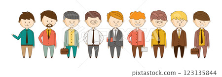 Business Man Character Body in Formal Costume Vector Set 123135844