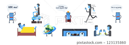 Smartphone Addiction and Bad Habit with Device Using Vector Set 123135860