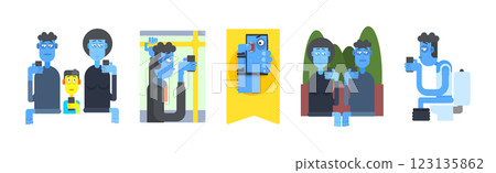 Smartphone Addiction and Bad Habit with Device Using Vector Set Smartphone Addiction and Bad Habit with Device Using Vector Set 123135862