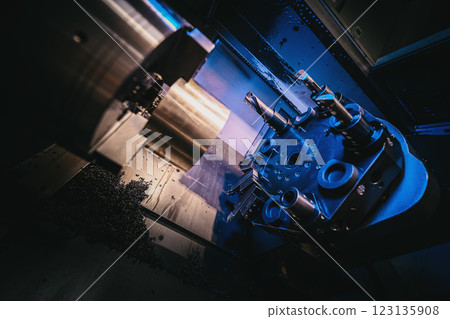 Precision CNC control in production, metalworking Precision CNC control in production, metalworking 123135908