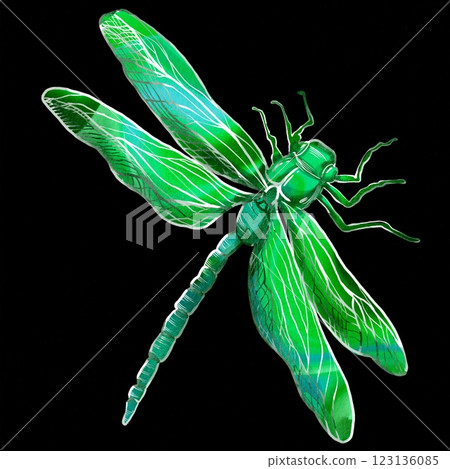 dragonfly illustration green blue color isolated 123136085