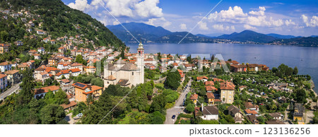 Italy, Piedmot region (Piemonte) beautiful Lake Lago Maggiore. scenic village Cassino in Cannero Riviera , border with Switzerland.  123136256