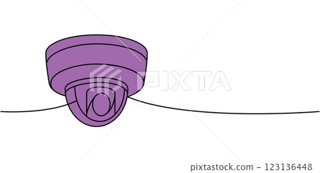 External CCTV camera one line colored continuous drawing. Security surveillance system. Vector illustration External CCTV camera one line colored continuous drawing. Security surveillance system. Vector illustration 123136448