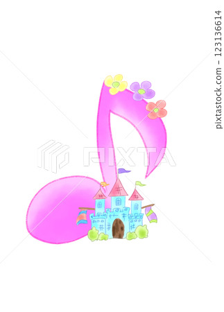 Musical note with a castle 123136614