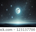 Full moon floating in the starry sky 123137700