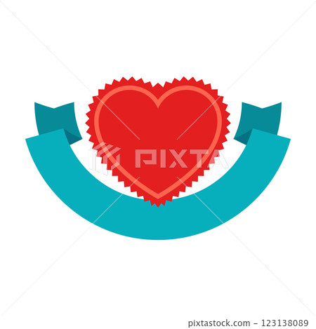 Badge with ribbon. Winning award, prize or medal. 123138089