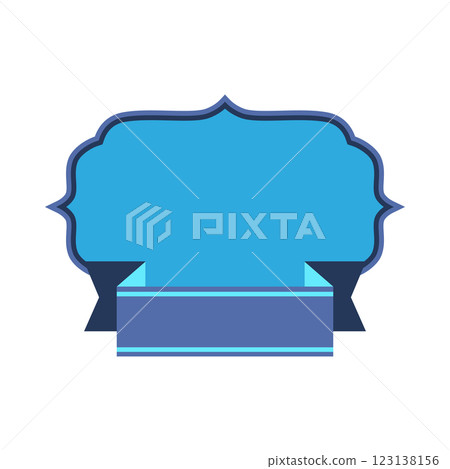 Badge with ribbon. Decorative abstract banner. 123138156