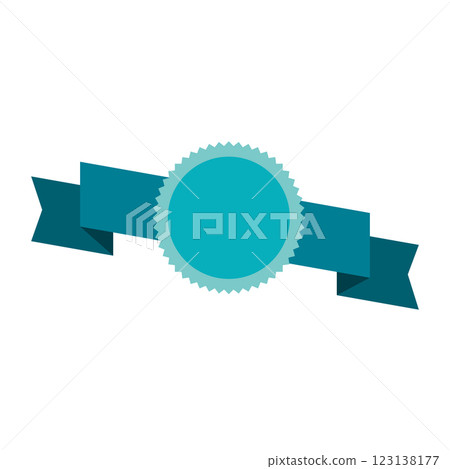 Badge with ribbon. Winning award, prize or medal. 123138177