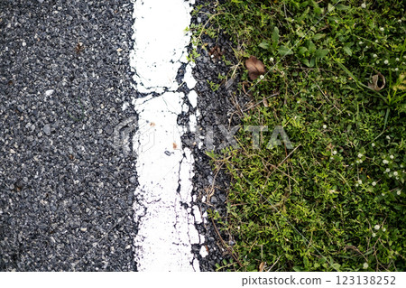 The green grass and street are divided in a balanced way. 123138252