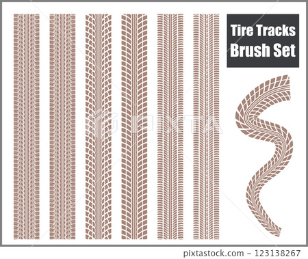 輪胎痕跡圖案筆刷套裝 123138267