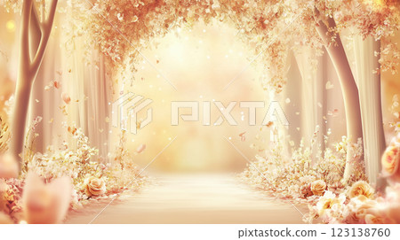 金色光芒籠罩的花路 123138760
