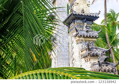 View of the main gate in the park. Taoist Park Heavenly Grottoes. Hainan, China View of the main gate in the park. Taoist Park Heavenly Grottoes. Hainan, China 123138942