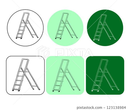 Step Ladder graphic line ink logo. Icon Vector Illustration 123138984