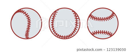 Set of Baseball ball. Outline sport ball baseball. Sport game equipment. Vector illustration Set of Baseball ball. Outline sport ball baseball. Sport game equipment. Vector illustration 123139030