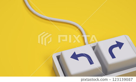Choice concept. Keyboard with two keys - right and left arrow. Choosing the direction or making decision concept. 3d rendering. Choice concept. Keyboard with two keys - right and left arrow. Choosing the direction or making decision concept. 3d rendering. 123139087