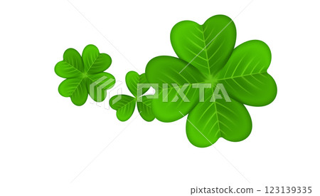 Realistic shamrock wreath element. Round clover frame. Green leaves Realistic shamrock wreath element. Round clover frame. Green leaves 123139335
