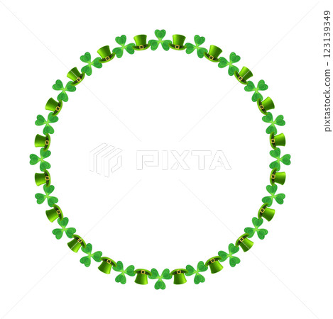 St. Patrick wreath with Leprechaun Top Hat. St. Patrick wreath with Leprechaun Top Hat. 123139349