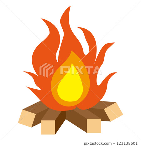 Simple illustration of a bonfire with firewood on white background 123139601