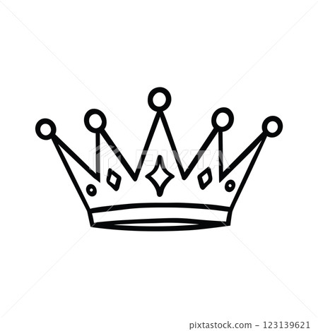 Hand Drawn Crown with Jewels Icon, Royal Symbol - Queen or King 123139621