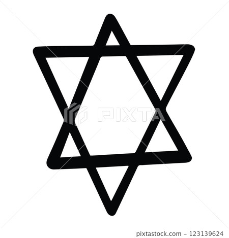 Hand Drawn Six-Pointed Star of David Icon - Jewish Symbol 123139624