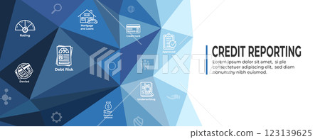Credit Report Web Banner for Personal Loan or Mortgage 123139625