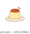 A small dish of caramel pudding 123139661