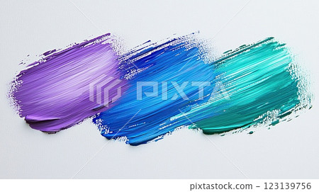 paint strokes of gouache bright blue, purple, green on white background paint strokes of gouache bright blue, purple, green on white background 123139756