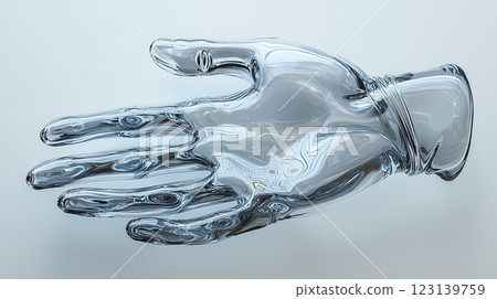 A transparent disposable glove, on a white background 123139759