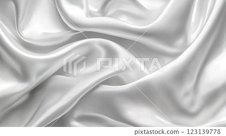 Smooth white silk fabric with elegant folds and soft reflections. 123139778