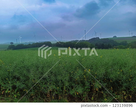 Wind turbines or wind energy converter. Close-up Wind turbines or wind energy converter. Close-up 123139896