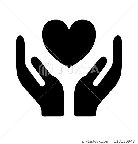 Vector icon two hands holding, embracing heart on transparent background, symbolizing care and love. 123139948
