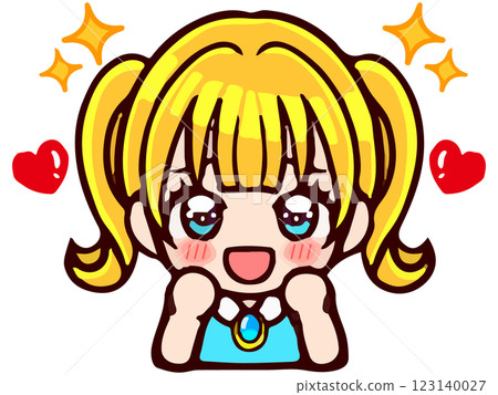 Illustration material of a cute girl with twin tails who is touched Illustration material of a cute girl with twin tails who is touched 123140027