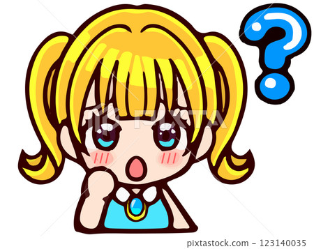 Illustration material of a cute twin-tailed girl wondering 123140035