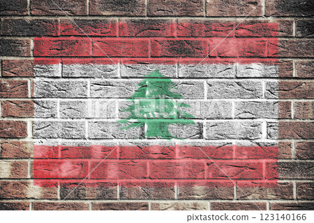Lebanon flag on brick wall background Lebanon flag on brick wall background 123140166
