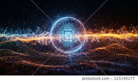 Abstract digital art of an AI agent symbolizing the future 123140177