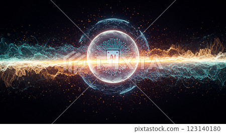Abstract digital art of an AI agent symbolizing the future 123140180