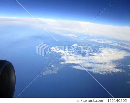 Scenery seen from an airplane (aerial photograph) 123140205