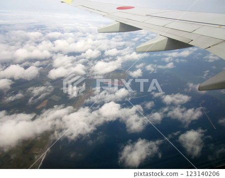 Scenery seen from an airplane (aerial photograph) 123140206