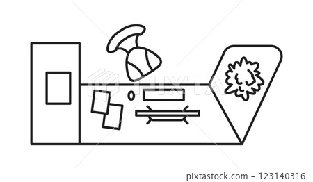 Modern office desk with documents and plant 123140316