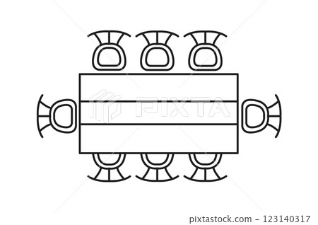 Dining table with six chairs in top view Dining table with six chairs in top view 123140317