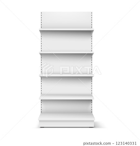 3D Realistic Supermarket Shelf Mockup with Side View 123140331