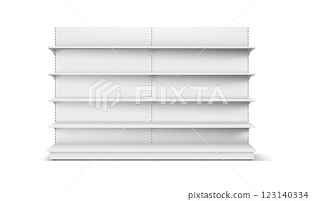 3D Realistic Supermarket Shelf Mockup with Open Shelves 123140334