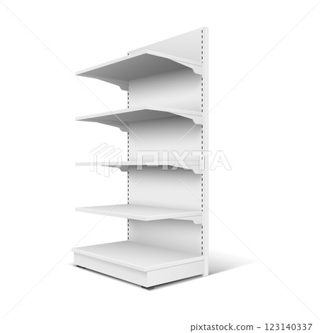 3D Realistic Supermarket Shelf Mockup with View from Above 3D Realistic Supermarket Shelf Mockup with View from Above 123140337