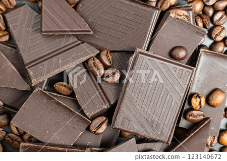 Luxury Dark Chocolate with Whole Coffee Beans 123140672