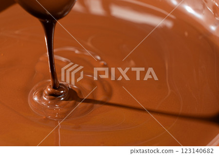 Melted Dark Chocolate Texture Macro Flow 123140682
