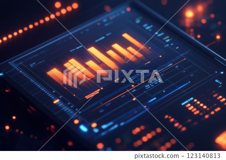 Vibrant digital display of data with upward trending graphs Vibrant digital display of data with upward trending graphs 123140813