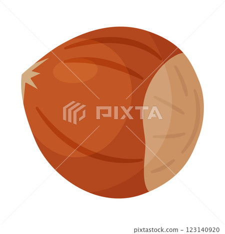 Whole hazelnut in shell, unpeeled nut cartoon trendy flat style isolated icon Whole hazelnut in shell, unpeeled nut cartoon trendy flat style isolated icon 123140920